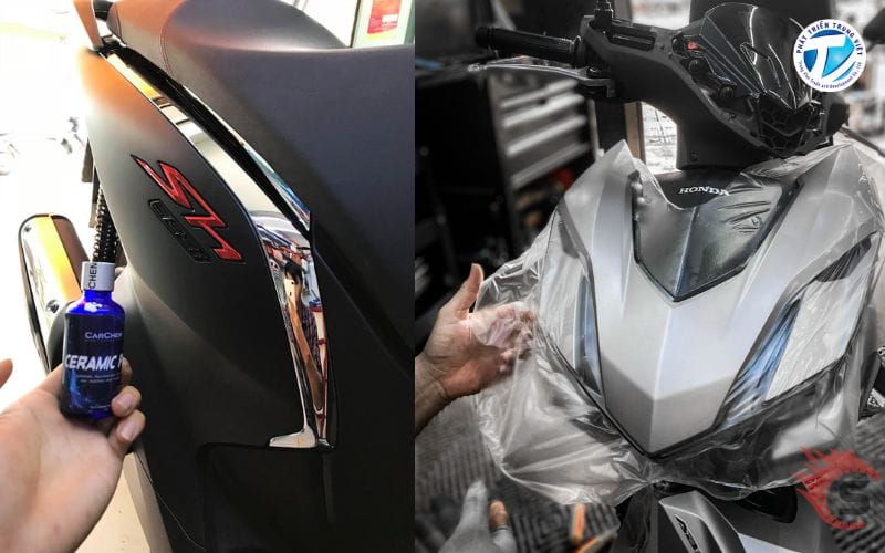 Phủ ceramic với dán PPF xe máy